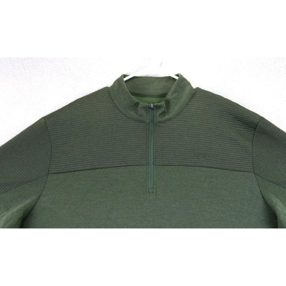 Callaway Men's Green‎ Quarter Zip Pullover Long Sleeve Textured Golf Shirt XXL